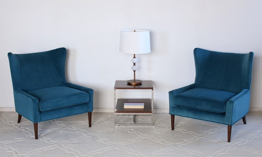 AC12ATL - Blue Marlow Modern Wing Chair 