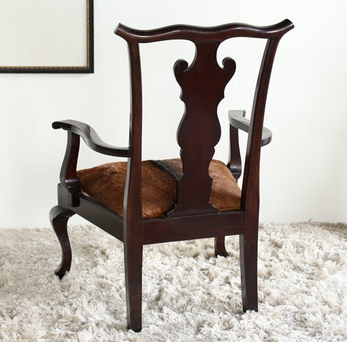 Oly Bobby Chair in Dark Brown with Goatskin Upholstery
