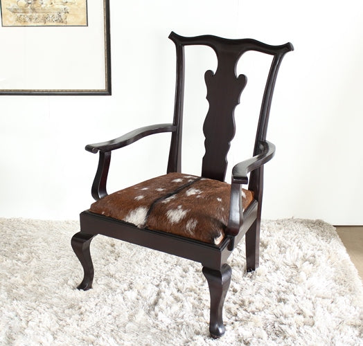 Oly Bobby Chair in Dark Brown with Goatskin Upholstery