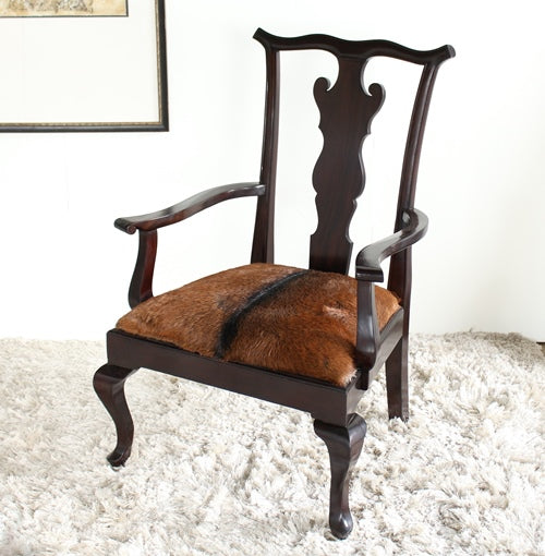 Oly Bobby Chair in Dark Brown with Goatskin Upholstery
