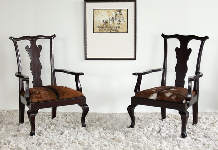 Oly Bobby Chair in Dark Brown with Goatskin Upholstery