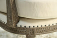 Louis Parlor Style Cream Linen Arm Chair with Nailhead Trim