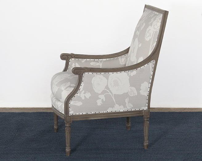 AC36ATL - French Style Floral Print Linen Armchair 