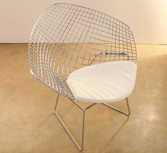 Bertoia Style Chrome Diamond Arm Chair