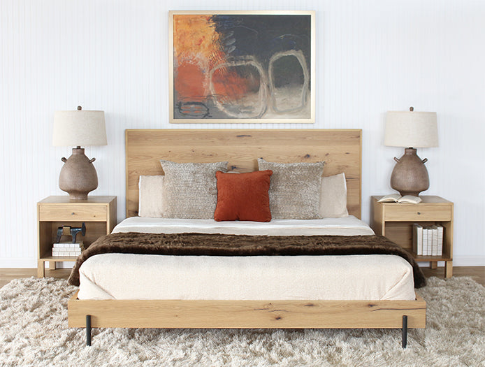 Light Oak Plank King Bed