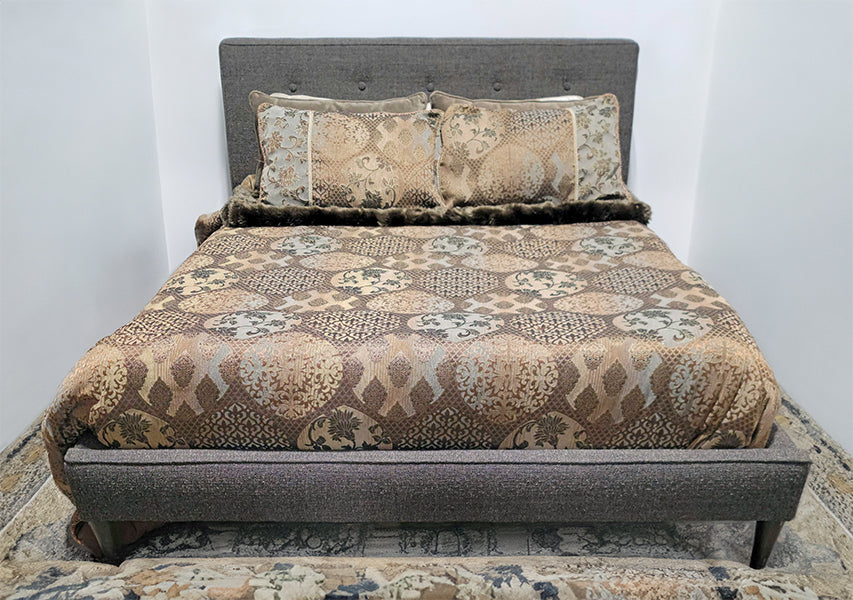 Upholstered Queen Bed In Tamm Charcoal