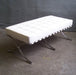 White Leather Barcelona Style Bench 
