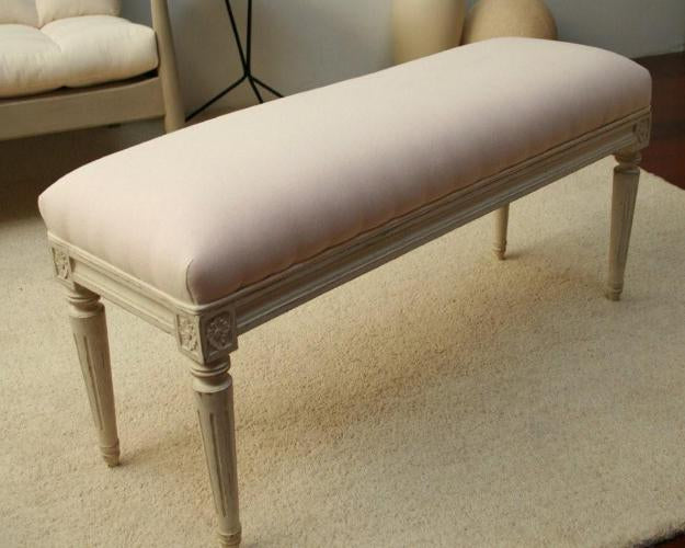 Chelsea Textiles Antique White With Pink Muslin Gustavian Bench