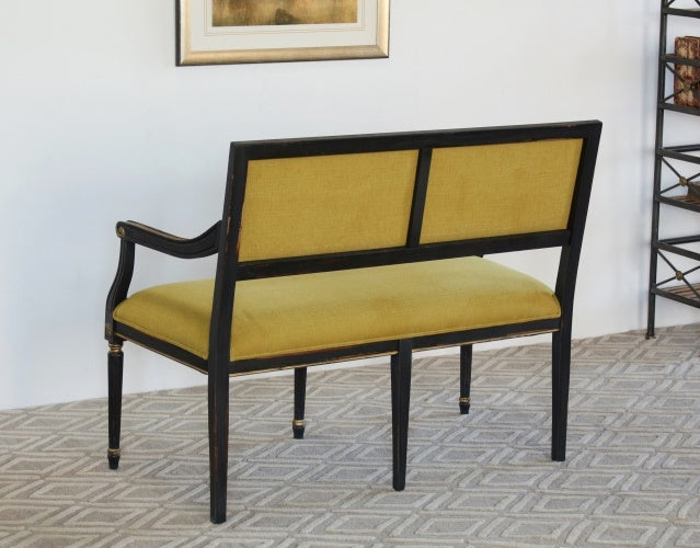 Isabella Hall Bench in Powder Black Finish with Fern Green Upholstery