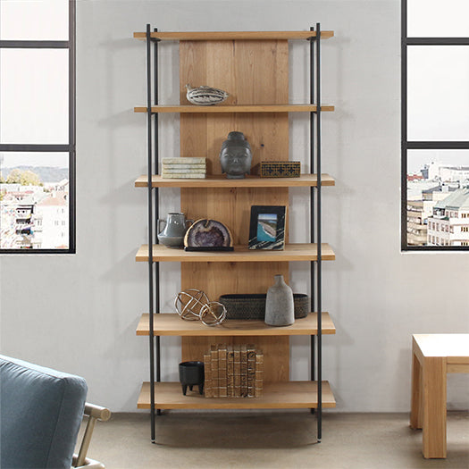 BK47 - Light Oak And Iron Bookcase
