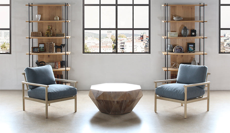 BK47 - Light Oak And Iron Bookcase