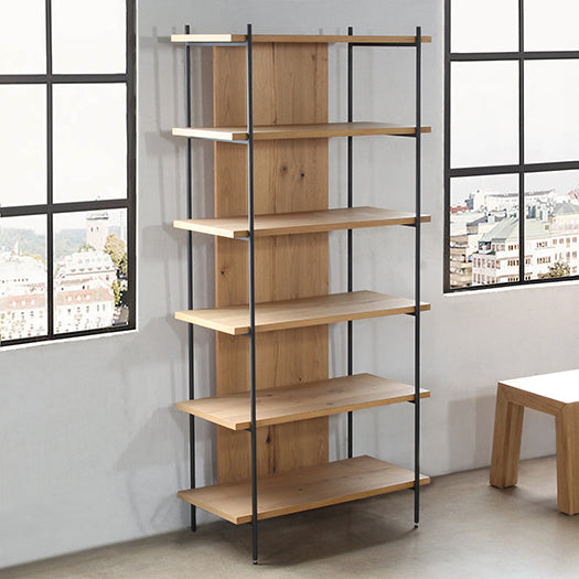BK47 - Light Oak And Iron Bookcase