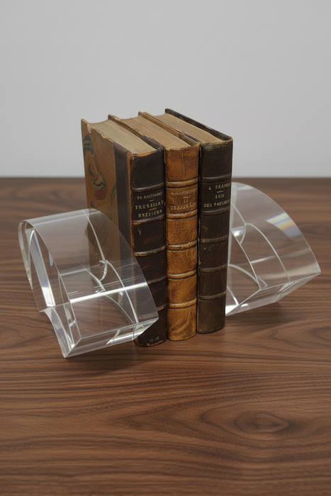 Set of Arched Glass Bookends