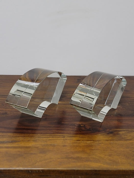Set of Arched Glass Bookends