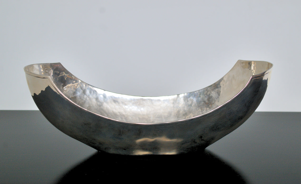 Silver Hammered Metal Serving Bowl