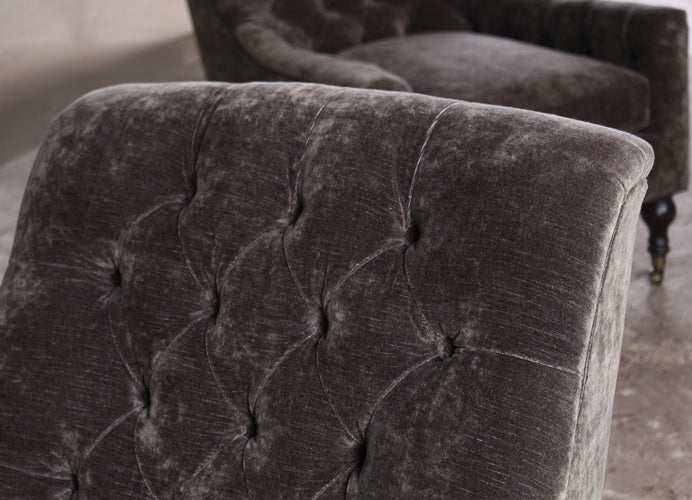Mink Velvet Tufted Club Chair