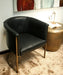 CC11ATL - Antique Brass  Chair with Black Leather Upholstery
