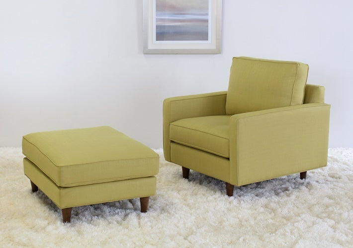 Modern Fern Club Chair with Tapered Walnut Legs