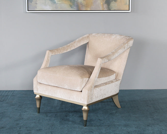 Blush Taupe Club Chair W/ Open Arm & Toss Pillow Back