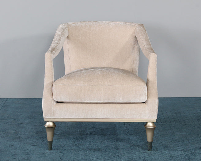 Blush Taupe Club Chair W/ Open Arm & Toss Pillow Back