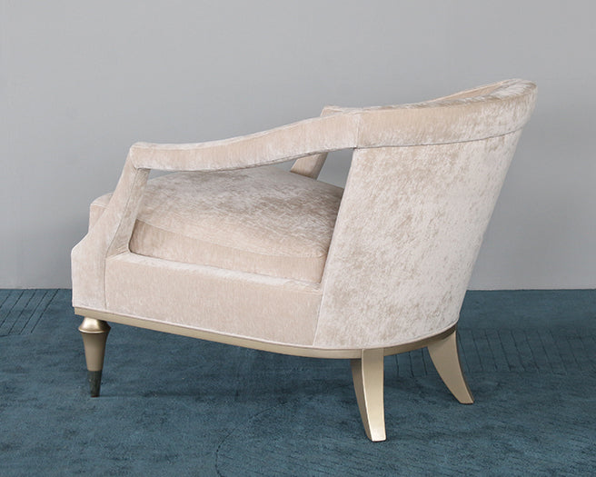 Blush Taupe Club Chair W/ Open Arm & Toss Pillow Back