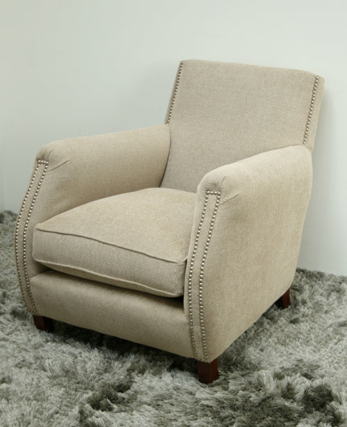 Beige Linen Chair with Pewter Nails 