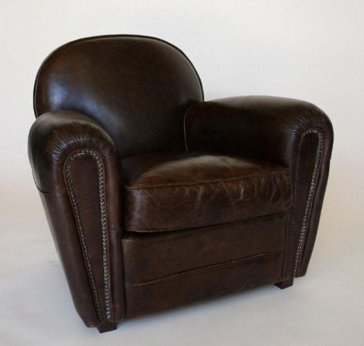 Paris Flea Market Cigar Brown Leather Chair 