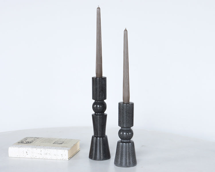 Ebony Totem Inspired Marble Candlesticks - Cleared