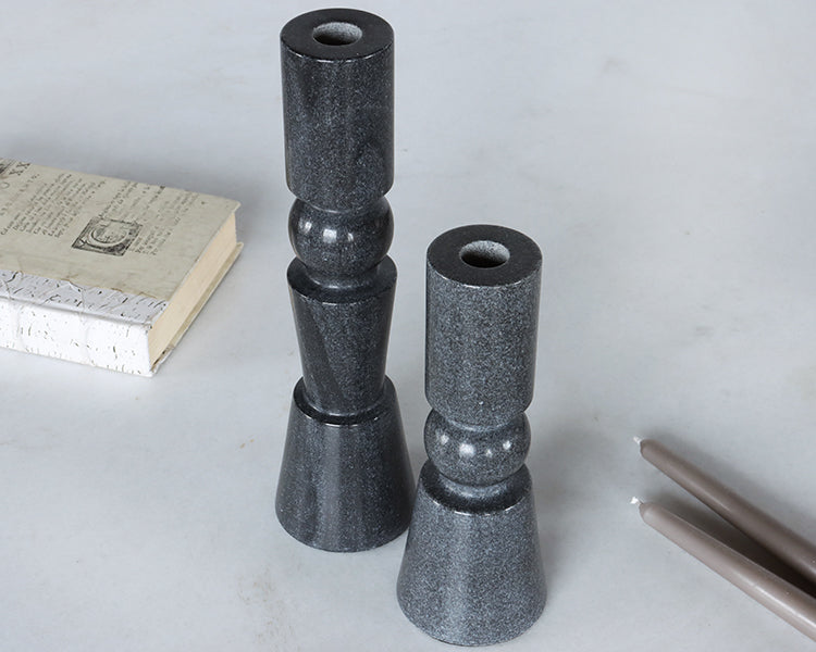 Ebony Totem Inspired Marble Candlesticks - Cleared