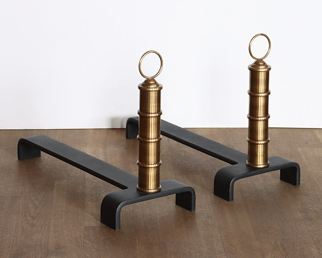 Brass Finish Set Of 2 Andirons - Cleared