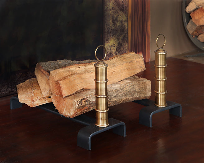 Brass Finish Set Of 2 Andirons - Cleared
