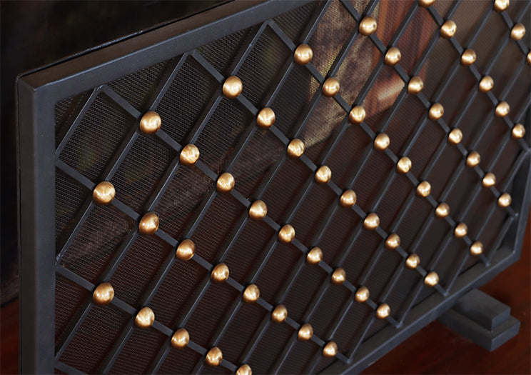 Black Diamond With Brass Fire Screen - Cleared