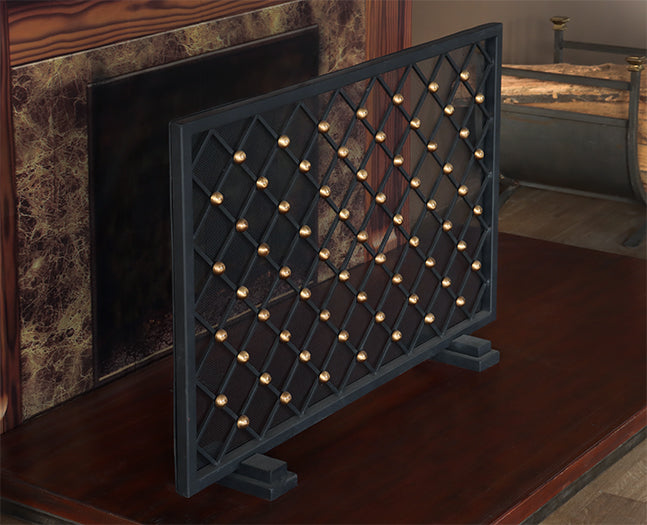 Black Diamond With Brass Fire Screen - Cleared