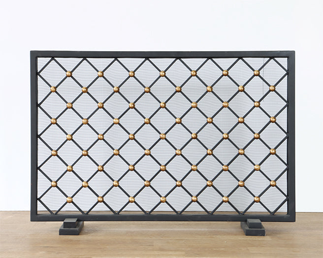 Black Diamond With Brass Fire Screen - Cleared
