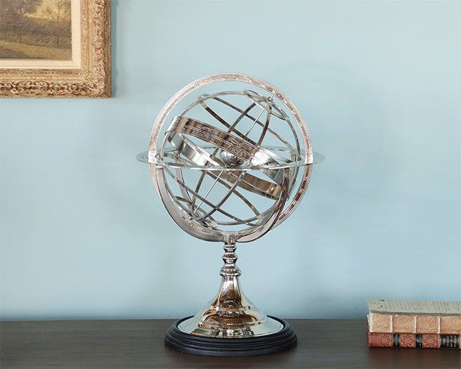 Large Etched Nickel Armillary - Cleared