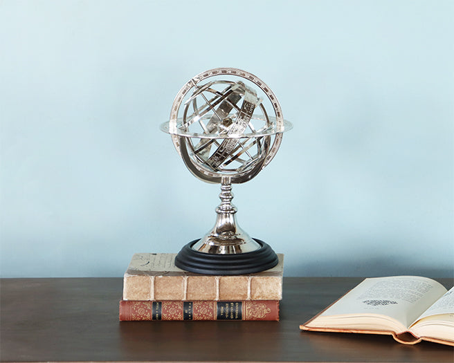 Small Etched Nickel Armillary - Cleared