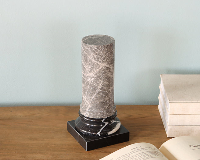 Grey Marbled Column With Black Base - Cleared