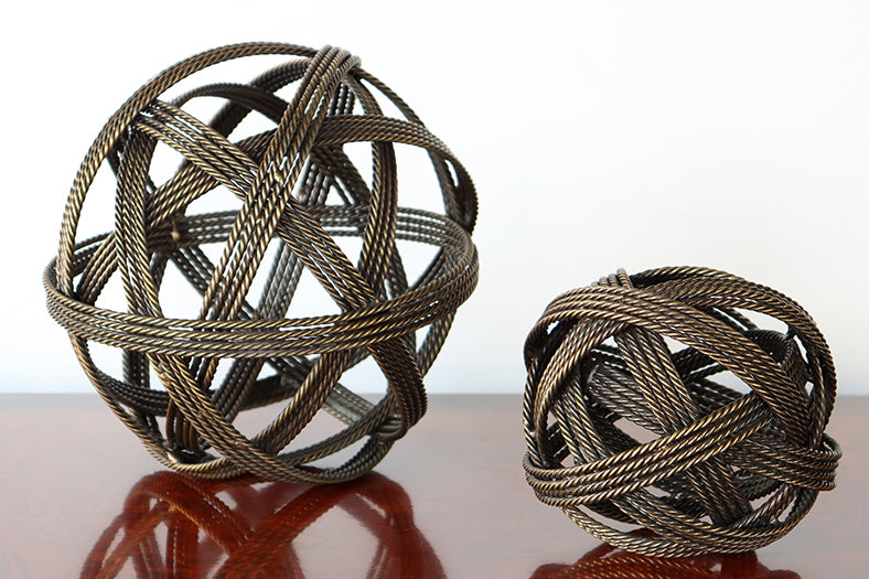 Brass Rolled String Balls Set Of 2 - Cleared
