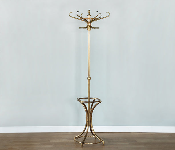 Curved Antique Brass Coatrack - Cleared