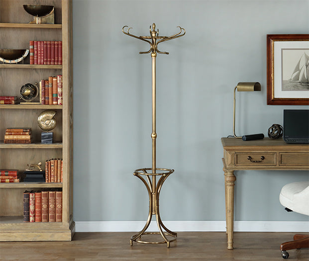 Curved Antique Brass Coatrack - Cleared