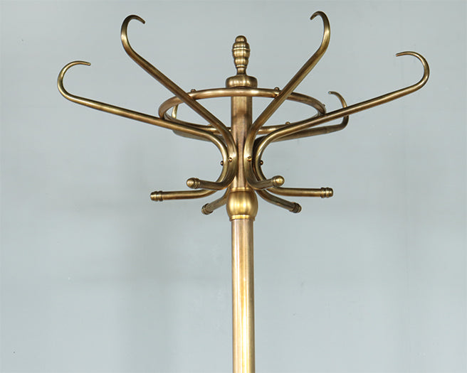 Curved Antique Brass Coatrack - Cleared