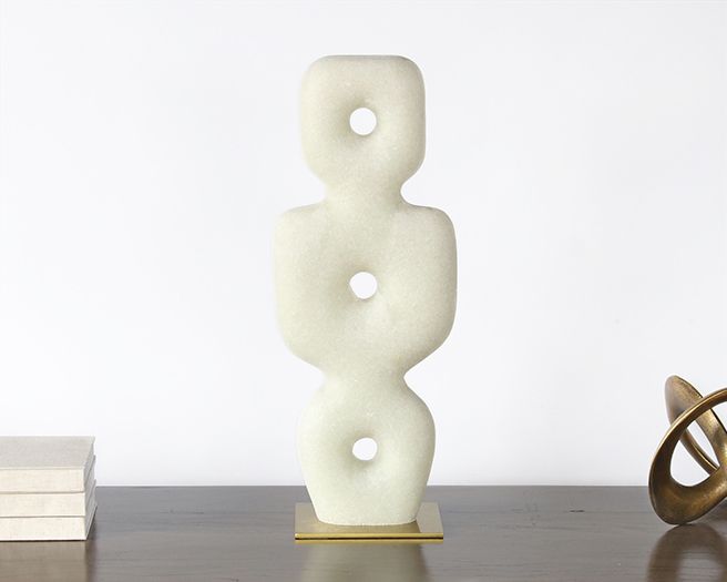 Ivory Stone Stacked Totem - Cleared Décor