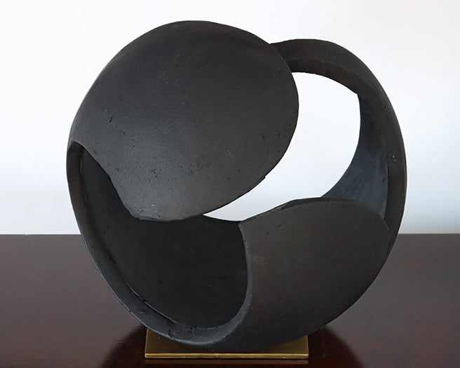 Open Abstract Charcoal Orb Sculpture - Cleared