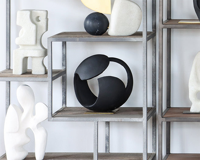 Open Abstract Charcoal Orb Sculpture - Cleared