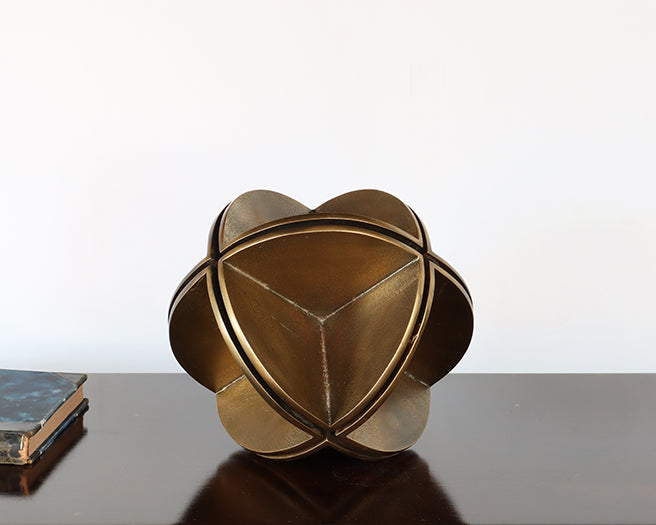 Antique Brass Quadrant Sphere Sculpture - Cleared