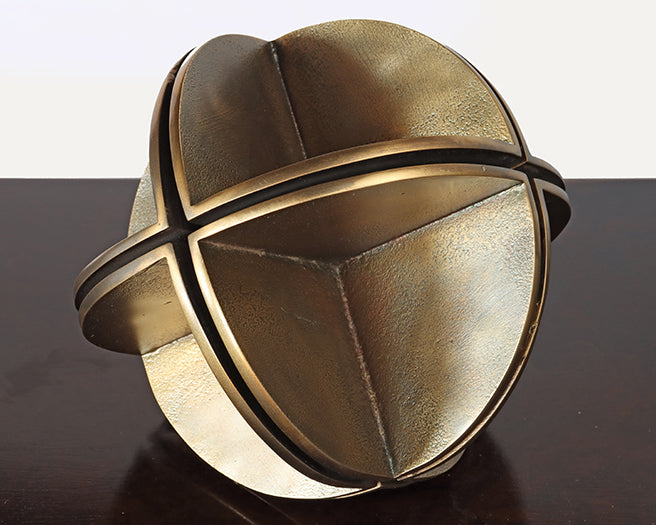 Antique Brass Quadrant Sphere Sculpture - Cleared