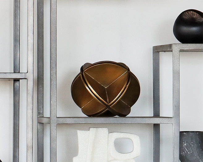 Antique Brass Quadrant Sphere Sculpture - Cleared