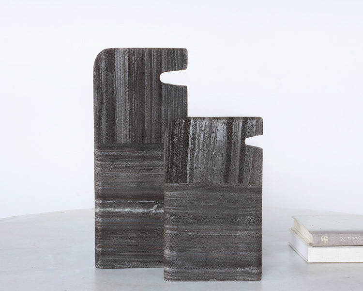 Notched Black Marble Sculptures - Cleared