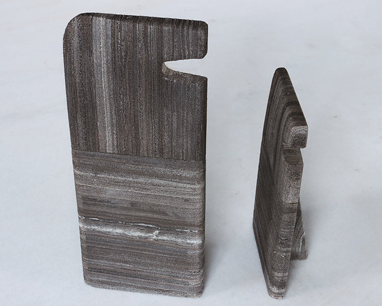 Notched Black Marble Sculptures - Cleared