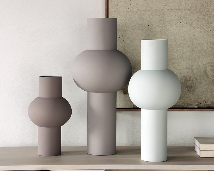 Set of 3 Neutral Shaded Iron Vases - Cleared